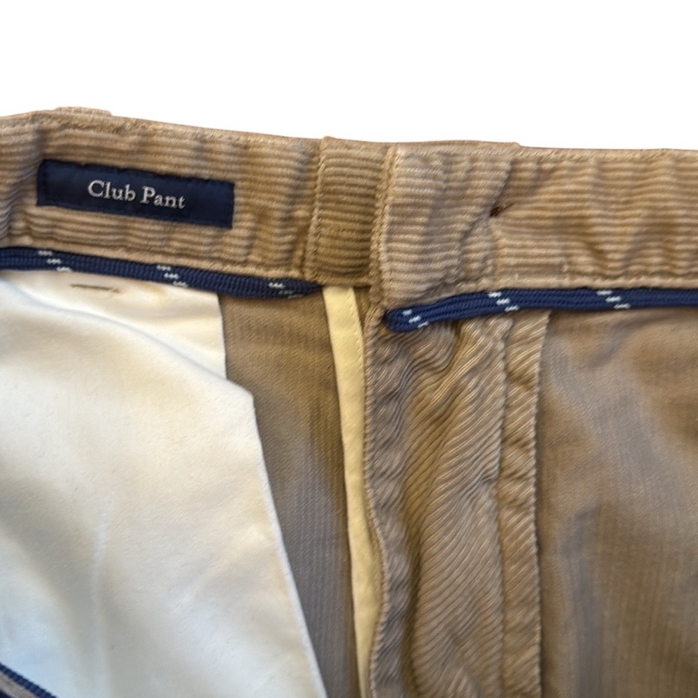 Vineyard Vines Wide Leg Tan Corduroy Club Pants Wide Wale Preppy Cotton 34x33 - Picture 7 of 12